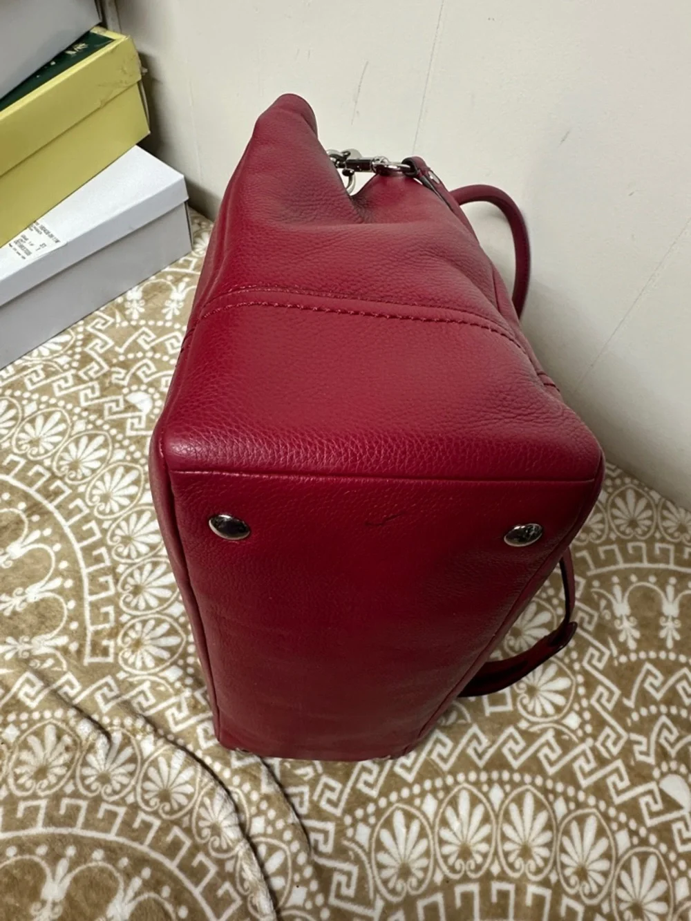 Coach Park Large Carryall F23268 in Red Pebbled Leather